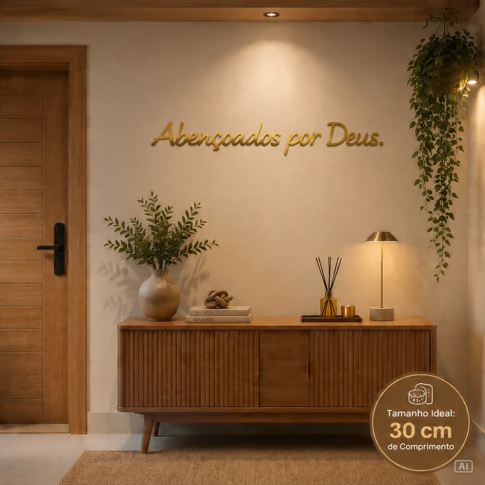 Frase Decorativa Abençoados Por Deus Acrílico 30cm