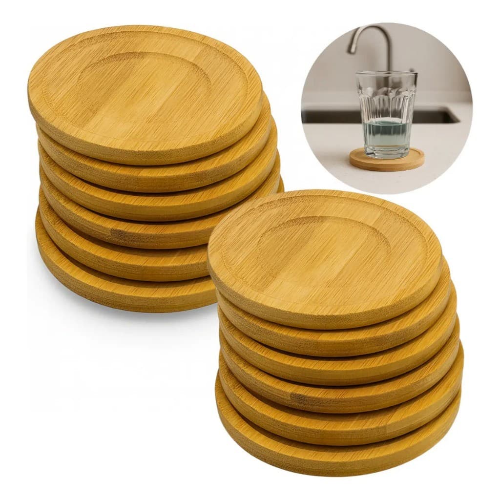 Porta Copos Bambu Descanso Apoio Bebidas Mesa Madeira Para Copos  Decoração