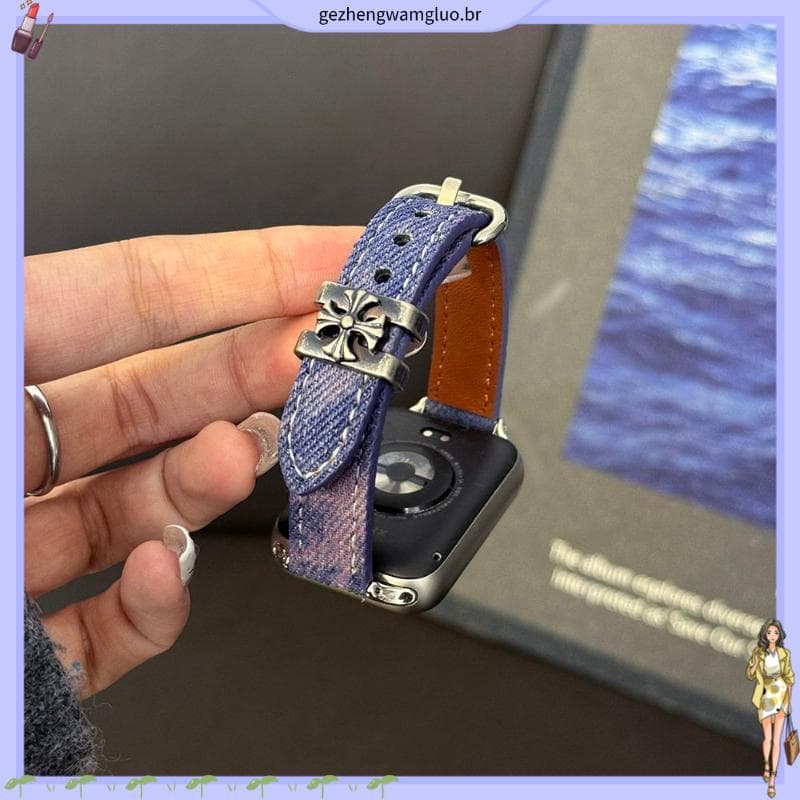 Adequado para Xiaomi Mi Band 9pr o Denim cinta 8Pro pulseira de relógio Redmi 654 outono inverno All-Match menina pulsei
