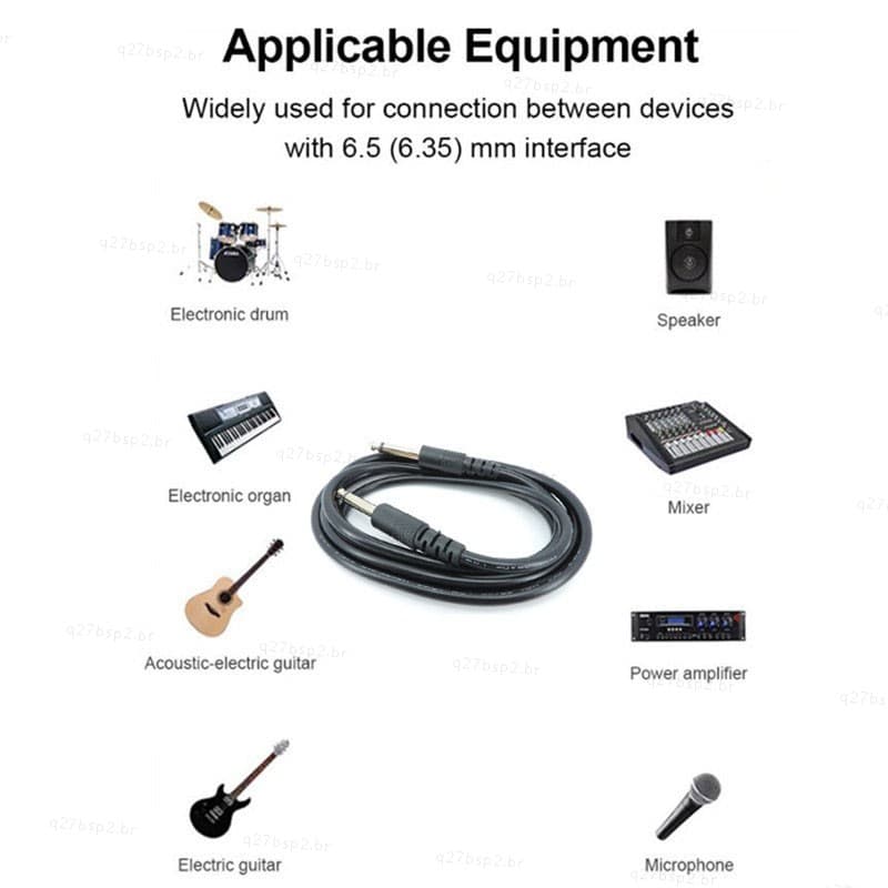 1.8m 6.5mm 6.35mm jack Macho mono Alto-Falante 2 Pólos Cabo De Guitarra 1/4 " Para Amplificador Misturador Elétrico BR27