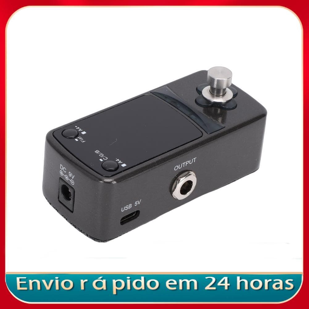 Sintonizador de pedal de guitarra genérico, mini efeitos, tela de exibição de alta impedância, liga de zinco para