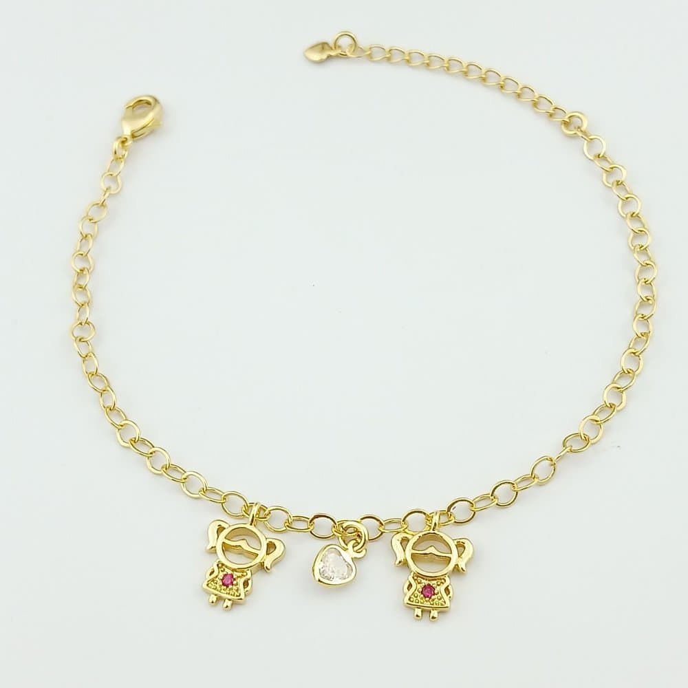 Pulseira Coração e Filhos - 2 Meninas
