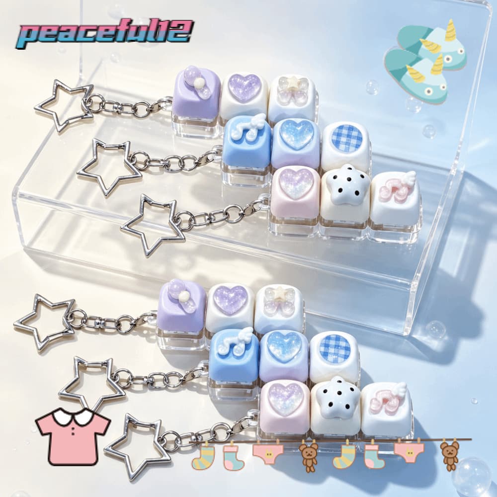 PEACEFUL Heart Mini Keyboard Fidget , Botões Clicáveis 3 Teclas Layout Alívio Do Estresse Chaveiro , Tamanho Compacto