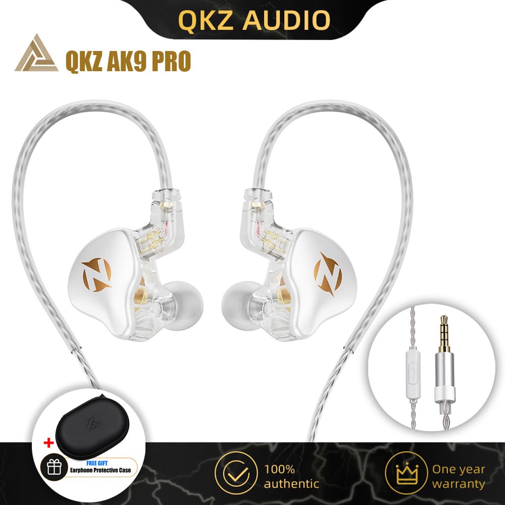 Novos Fones de Ouvido com Fio QKZ AK9 PRO HIFI para Música, Jogos e Esportes com Cabo Destacável