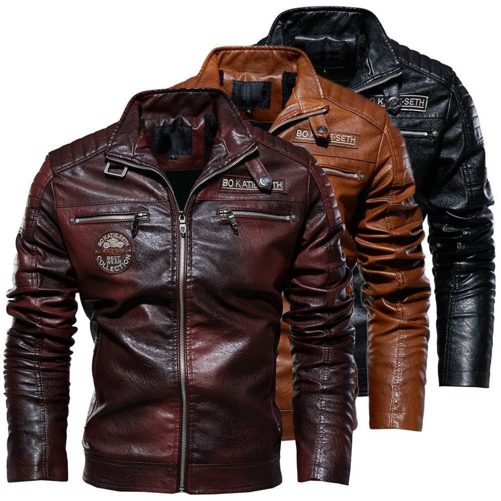 Jaqueta de Couro Masculina 2026, Nova Moda Casual para Motociclistas, Forrada com Lã S8ZE