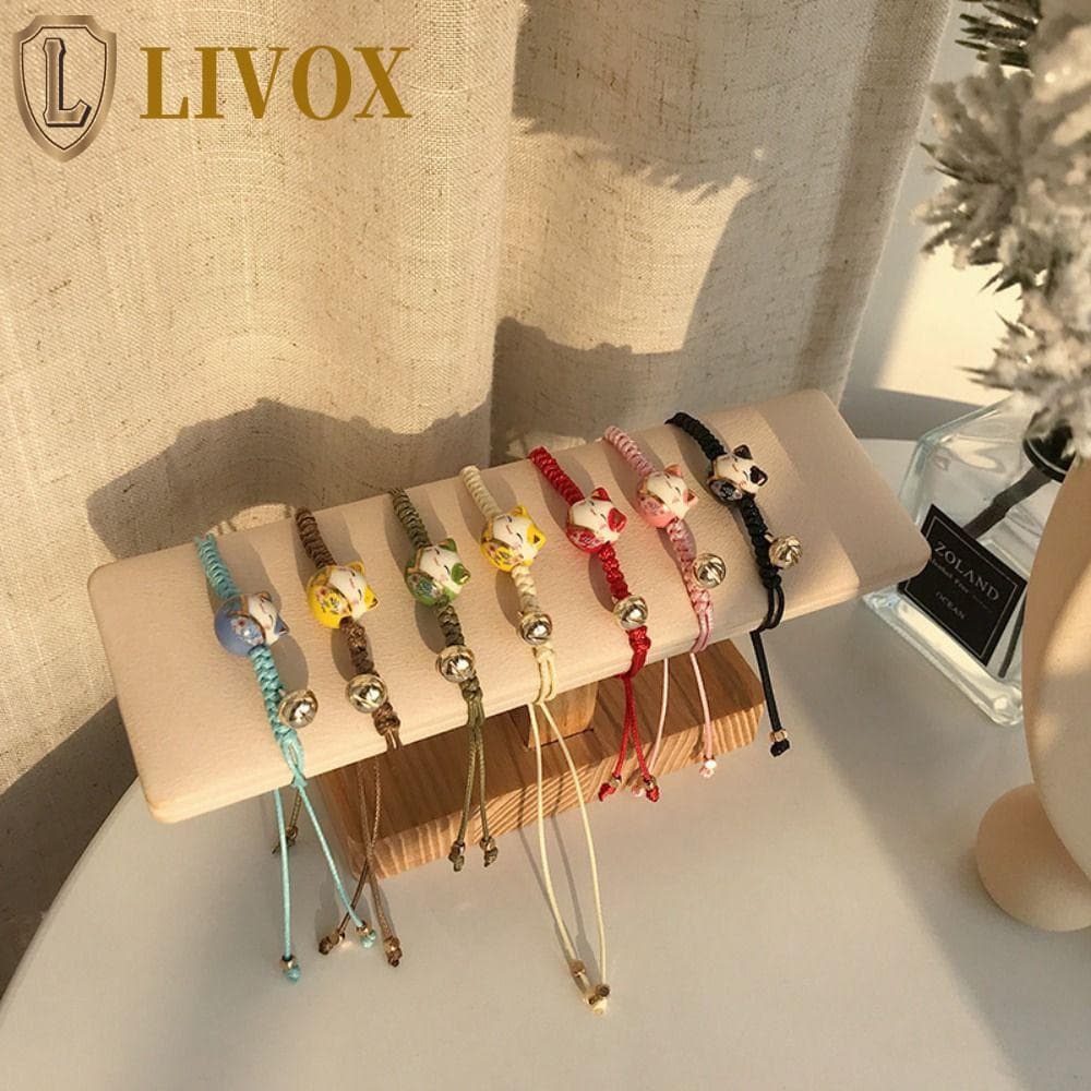 LIVOX Anel De Mão Feminino Ajustável Cerâmica Gato Pingente Meninos E Meninas Exclusivo Criativo Estilo Chinês Jóias