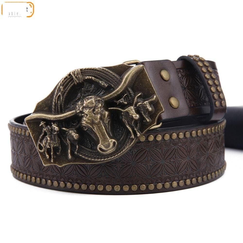 Cinto De Couro PU Para Homens-Acessório De Moda Estilo Cowboy Ocidental