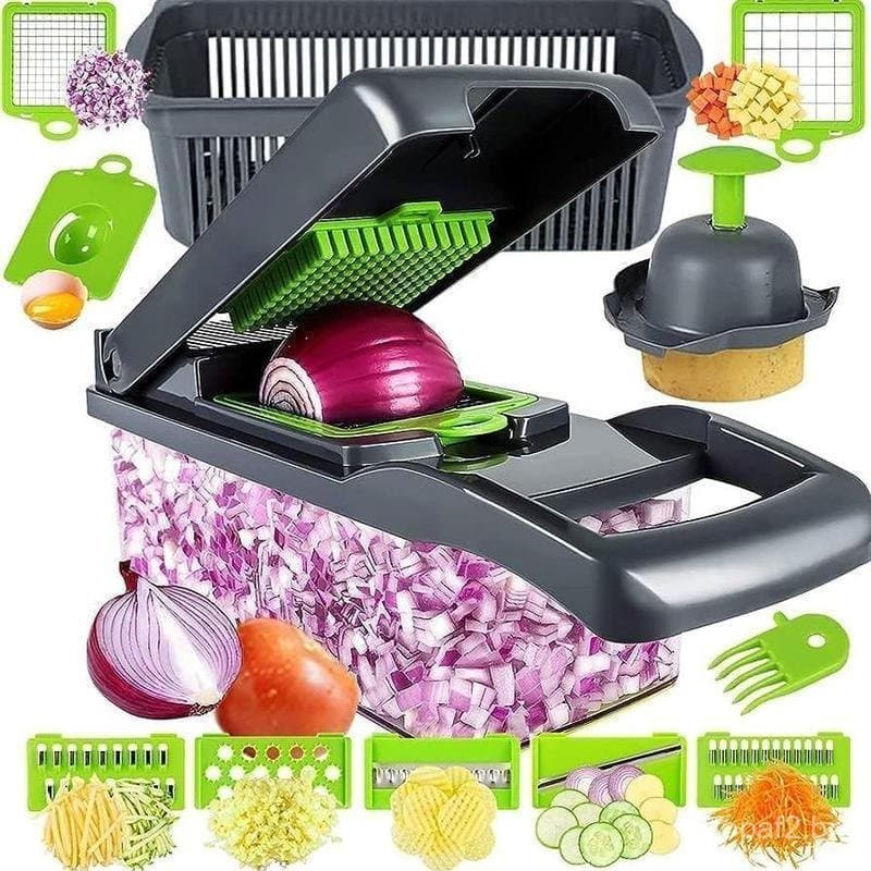 Cortador de Legumes Multifuncional 14 em 1, Picador de Alho, Raspador de Cebola e Batata, Cortador de Legumes IPOT