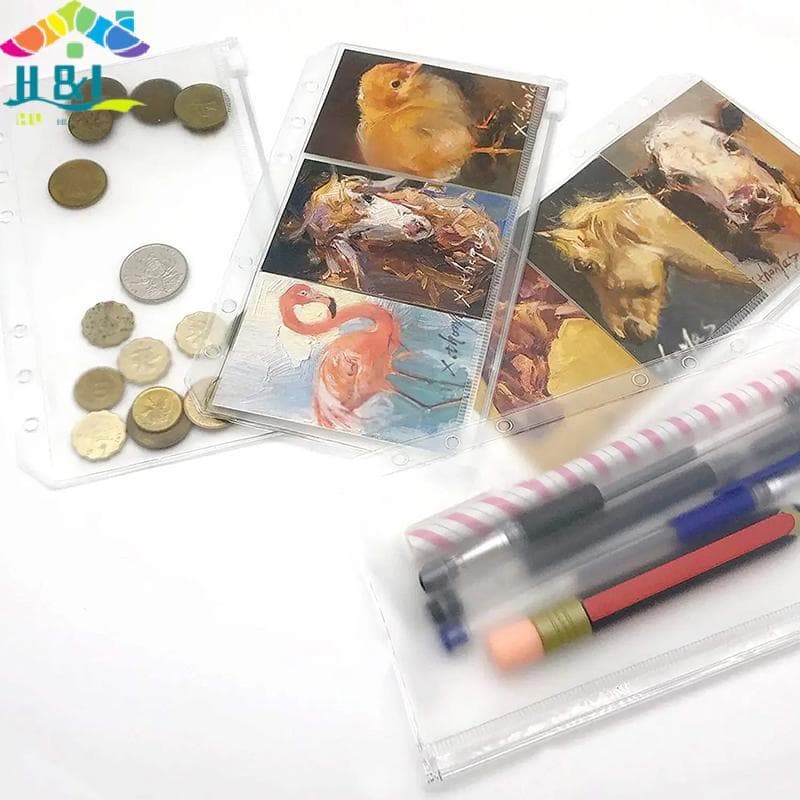 " H & L 8 Pcs Pasta De PVC Envelopes De Dinheiro Poeta A5 A6 Pastas Com Zíper Bolsas Organizador Arquivo De Documentos D
