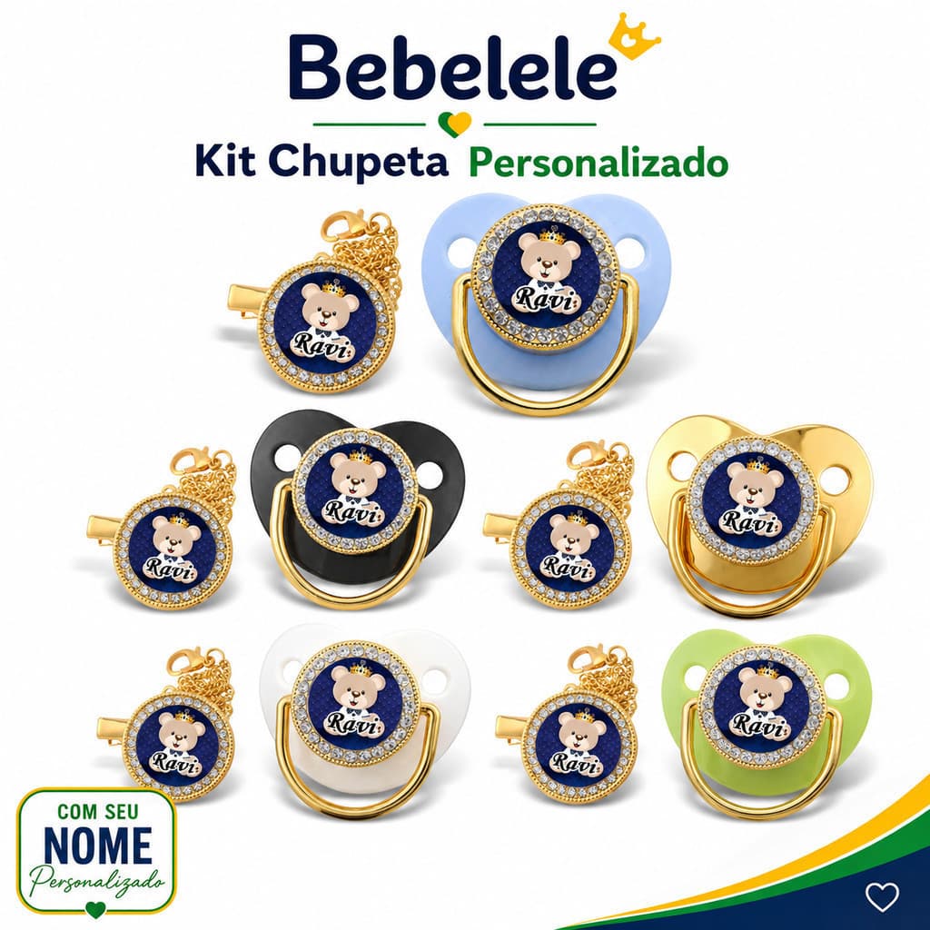 Chupeta de bebê em formato plano, incluindo clipe de chupeta chupeta personalizada de bebê personalizada