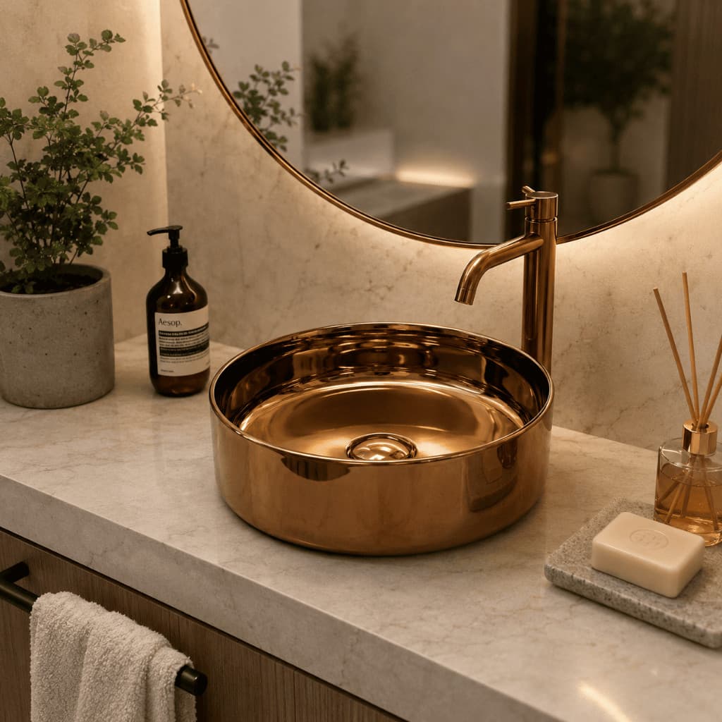 Cuba Lavabo Redonda Ceramica Slim Everfort Louça Luxo 36cm