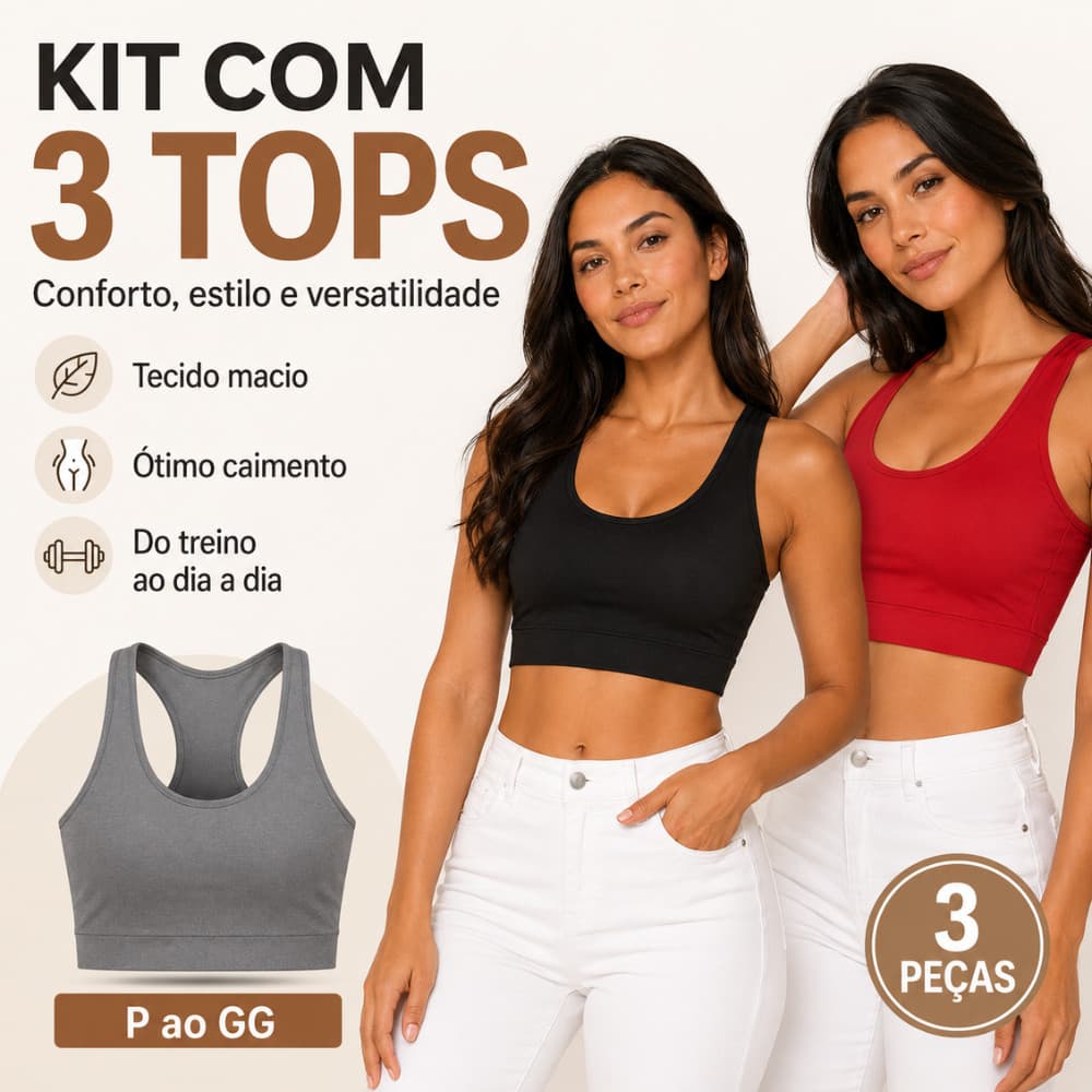 Kit Top Nadador Fitness Feminino Ideal Para Treino, Malhar, Crossfit ou Caminhada