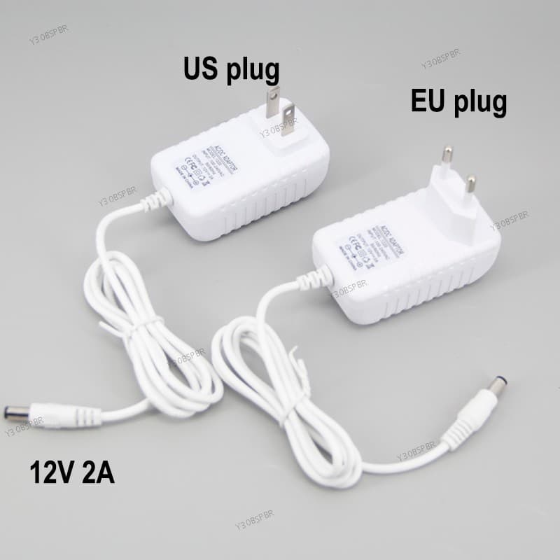 Driver De LED Branco AC 100V 240V Para DC 12V 2A Adaptador De Fonte De Alimentação Transformadores De Iluminação Carrega