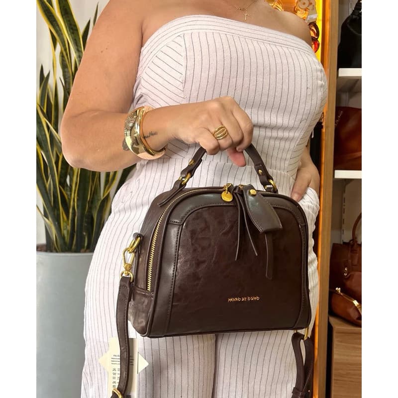 Bolsa média transversal tiracolo baú original pavão de ouro