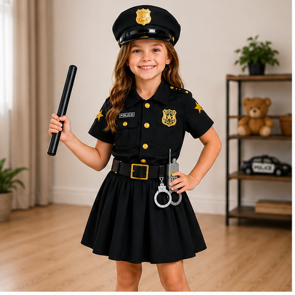 Fantasia Infantil Policial Unissex Completa – Leve Confortável Carnaval