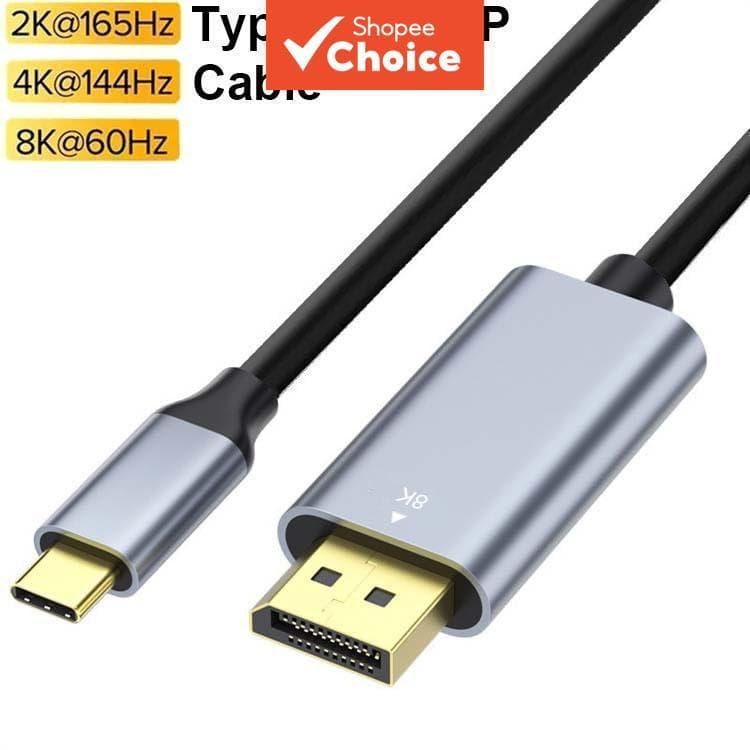 Cabo Type C para Displayport 8K USB C para DP 1.4 Cabo 8K 60Hz 4K 144Hz Adaptador de Vídeo Thunderbolt3/4 para PC