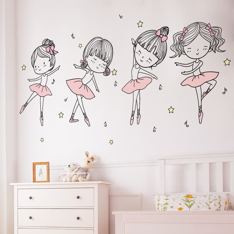 Adesivos de parede jardim de infância sala de dança decoração de parede sala de dança música sala de aula Layout dos des