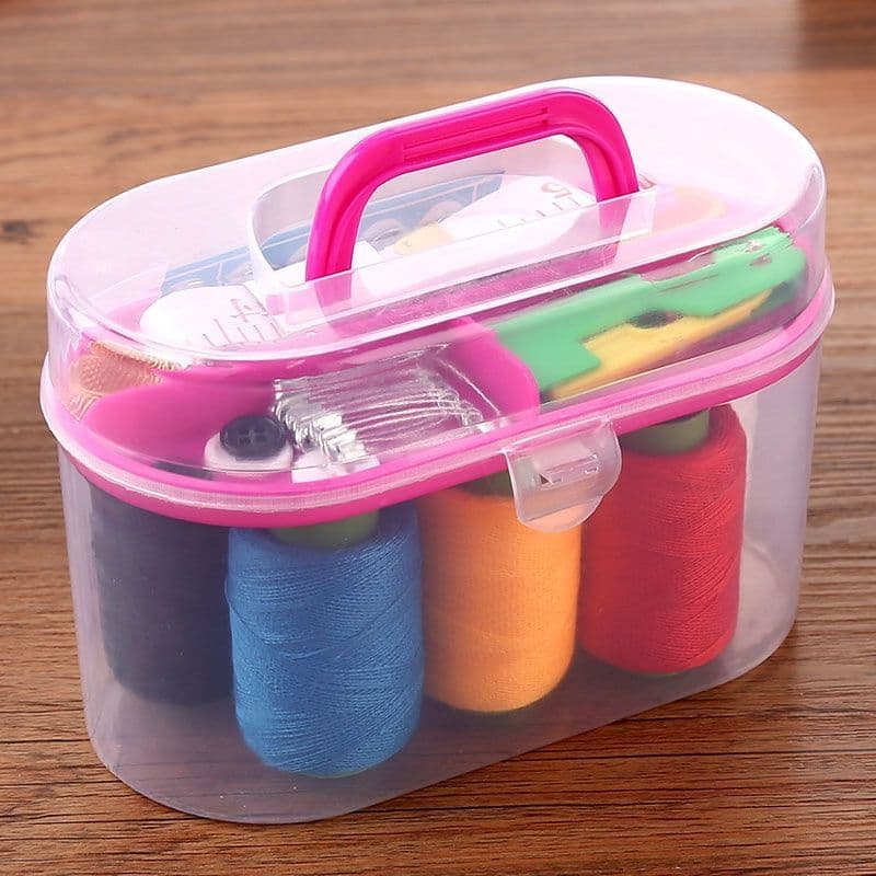 Conjunto de 46 peças de caixa de costura doméstica, Kit de costura, ferramenta de costura manual, portátil, caixa de arm