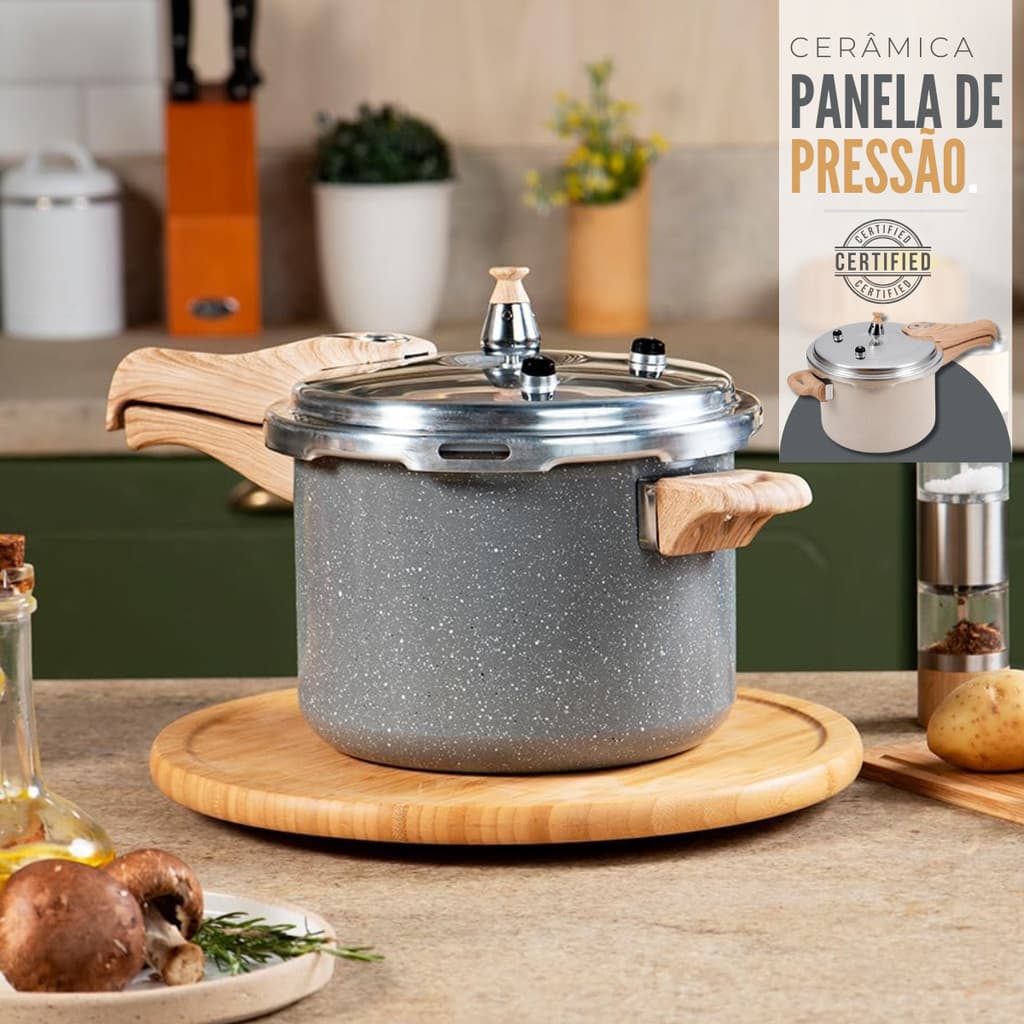 Panela De Pressão Indução Ecoglide 4,2l Cremic Antiaderente Cerâmico