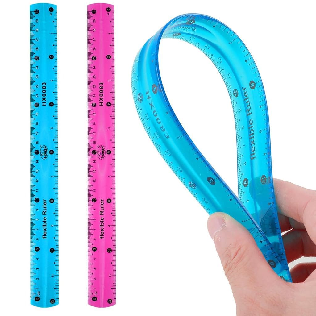Vin Beauty 2 Peças Régua Flexível 30cm/12in, Régua de Escala Dobrável, Plástica Transparente com Borda Reta, Régua