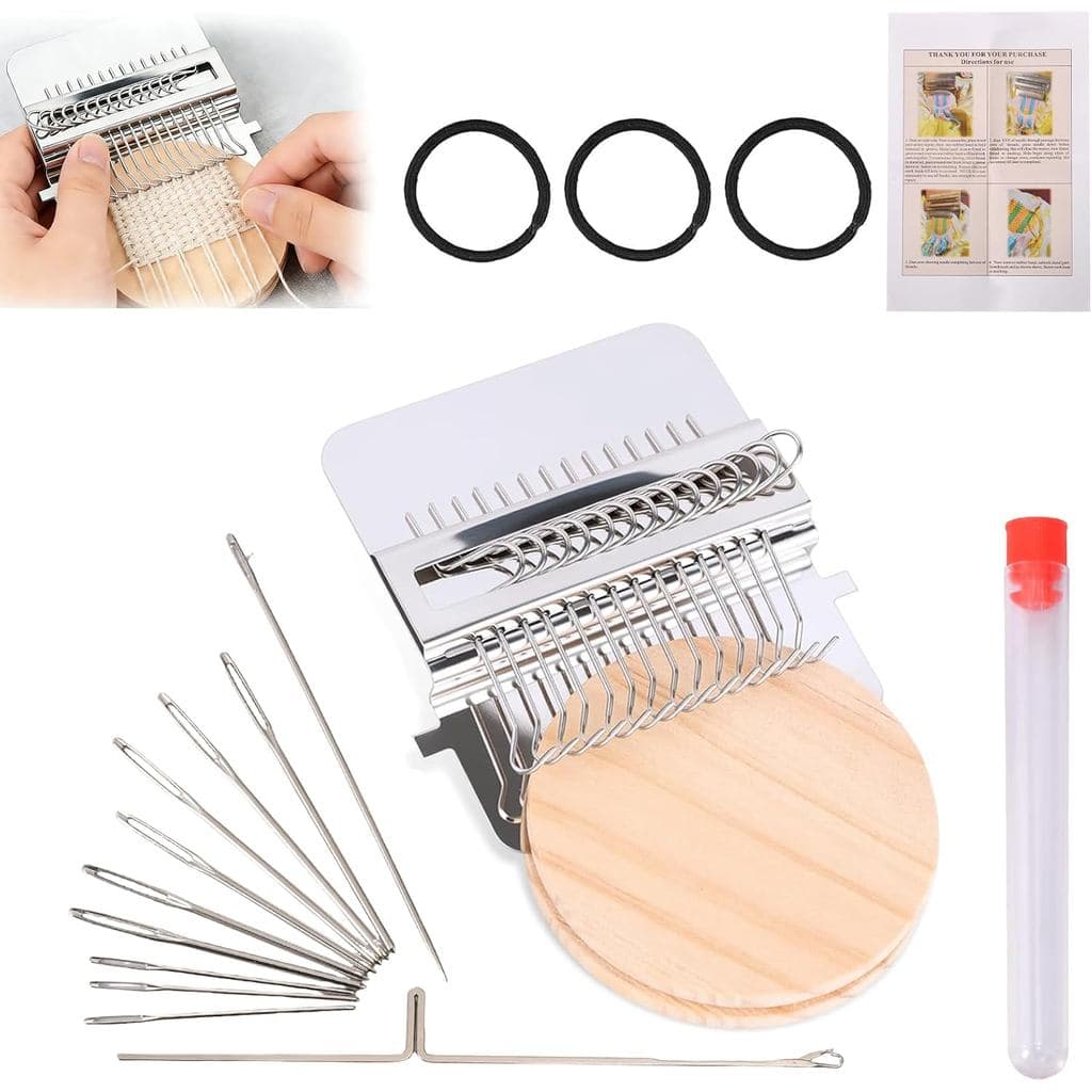 Kit de Remendos de Tricô SJKHGU, Novo Kit de Remendos de Tricô 2.0, Kit de Mini Tear Portátil para Reparar Roupas, Ferra