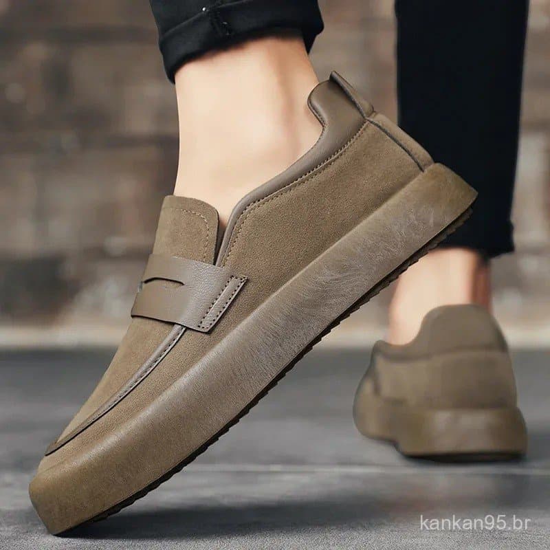 Mocassins Masculinos de Couro, Sapatos de Caminhada, Calçados de Negócios, Solado Macio Antiderrapante, Mocassins de Tra