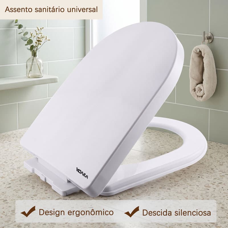 Assento Para Vaso Sanitário Branco Tampa Resistente Fechamento Lento
