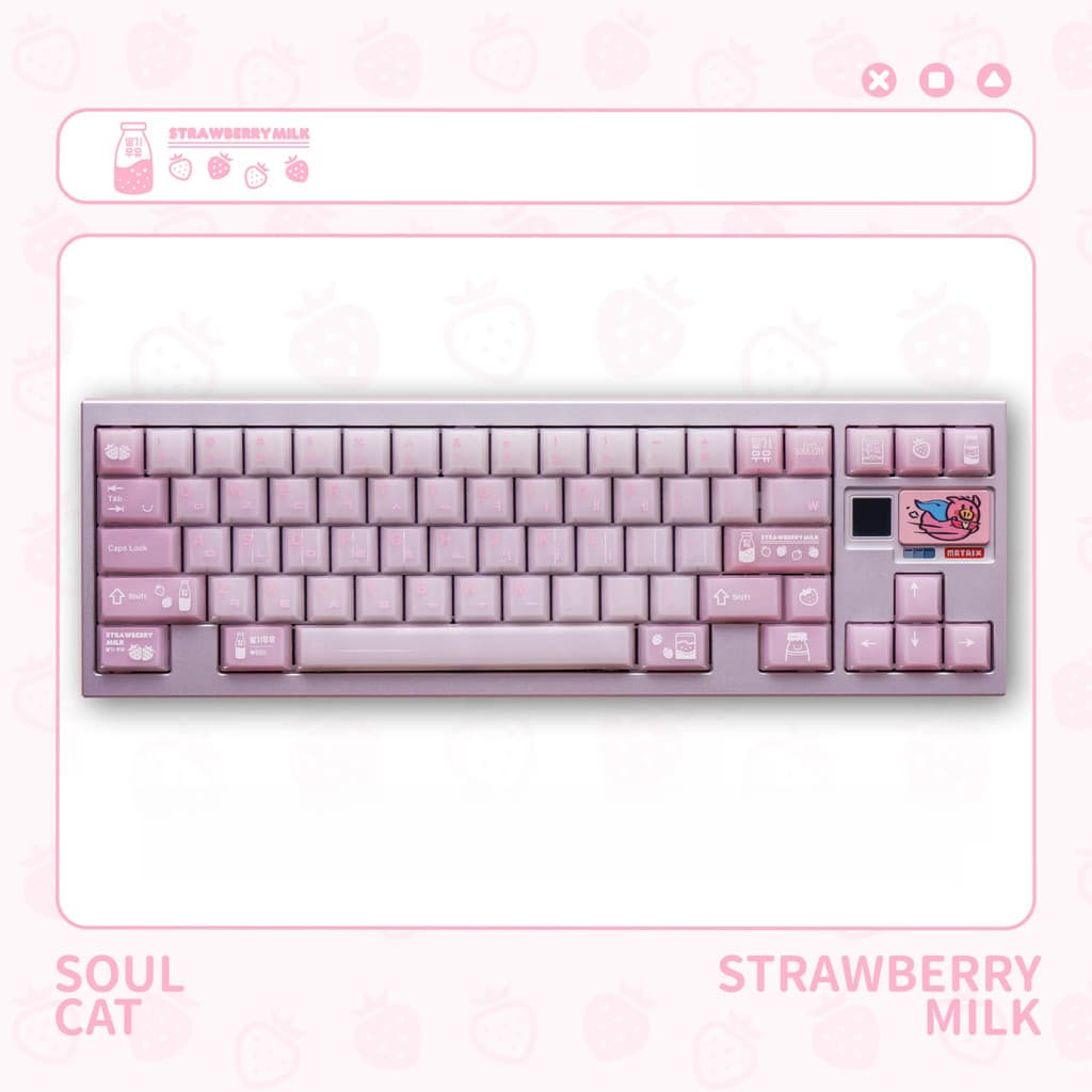 Morango Leite Keycap Cherry Profile 120 Teclas PC UV Print Névoa Rosa Translúcido Transmissão De Luz Mecânico Keycaps Sw
