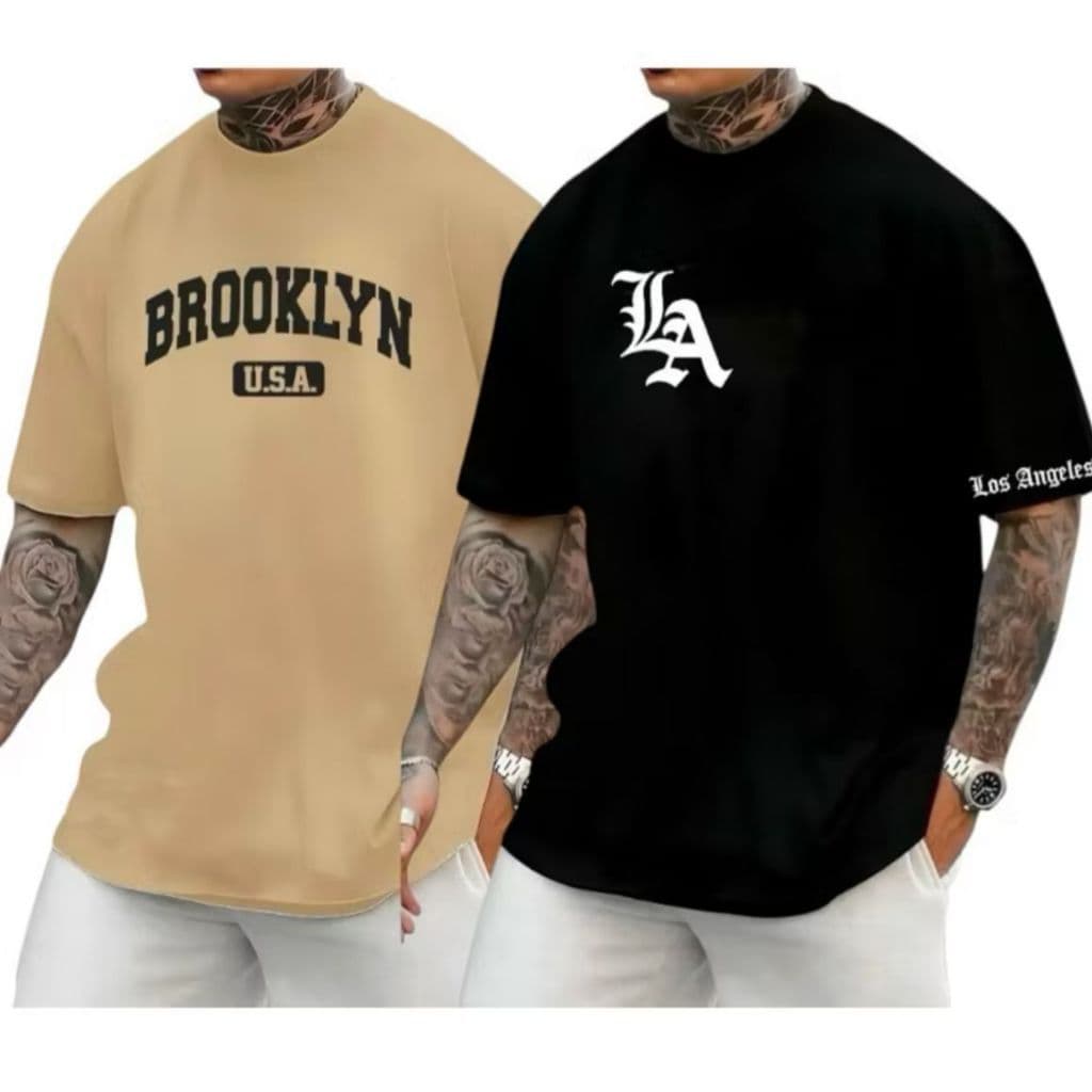 Kit 2 Camisas Masculinas basicas Estampada P Ao G5 Alta Qualidade Plus Size