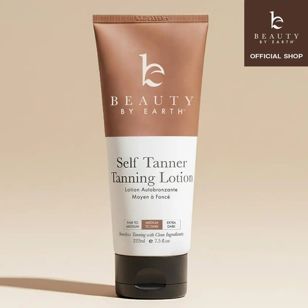 Loção Corporal Autobronzeadora Beauty by Earth - Melhor Bronzeado Gradual Natural Sem Sol, Hidratante, Sem Manchas, Efei