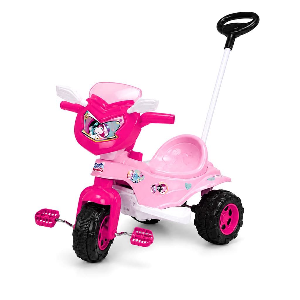 Triciclo Motoca Uni Rosa Infantil Tico-Tico Aro Suporte Pés Para Meninas - Magic Toys