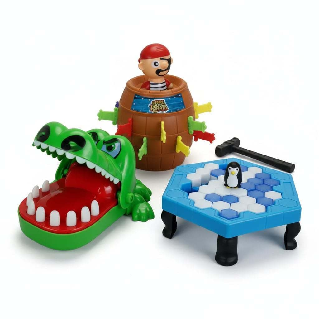 Jogos Brinquedo Infantil Crocodilo Morde Dedo  Pula Pirata  Quebra Gelo do Pinguim Infantil