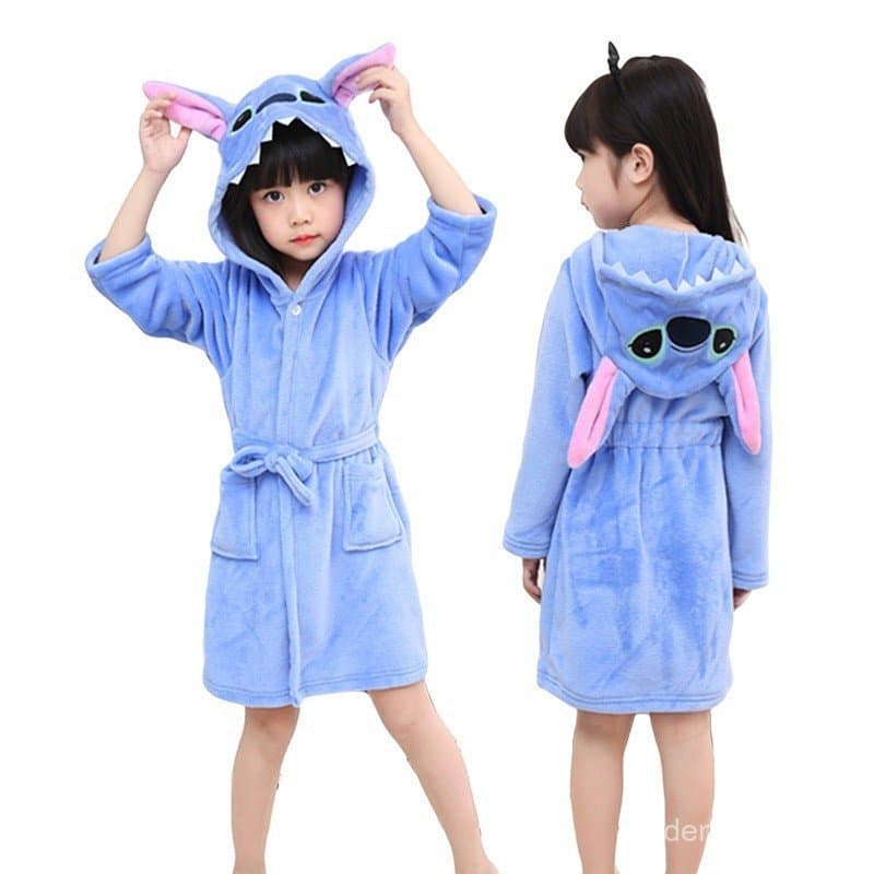 Pijama Infantil com Capuz de Unicórnio Blue Stitch Kigurumi para Meninas