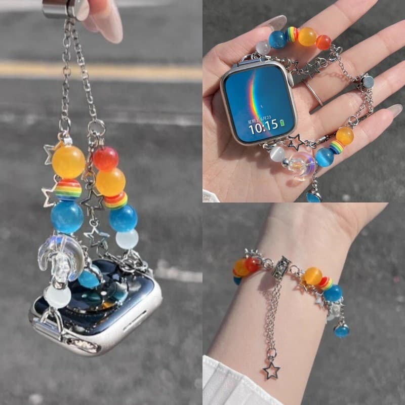 Pulseira De Relógio De Pérola Colorida Para Apple Watch Série 11 10 9 8 7 6 5 4 SE2 Ultra 3/2 iWatch 46mm 42mm 44mm 40mm