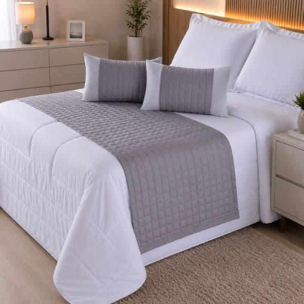 Kit Peseira de Cama Queen King 5 Peças Micropercal 300 Fios com Almofadas Cheias