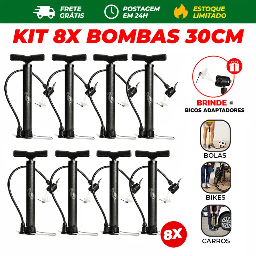 8x Bombas de Ar Manual FBG 30cm Para Pneu Bike Moto Bola Envio Rápido
