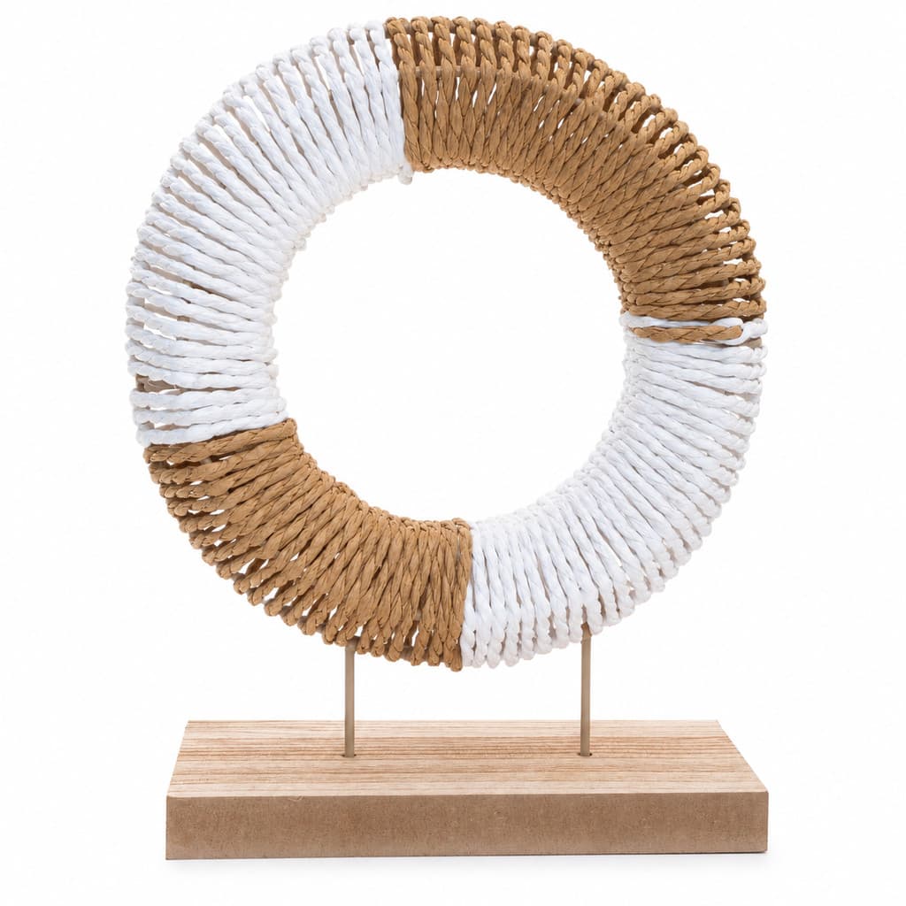 Escultura Orgânico Decorativa em Fibra Cestaria Redondo 27cm - Entrecasa
