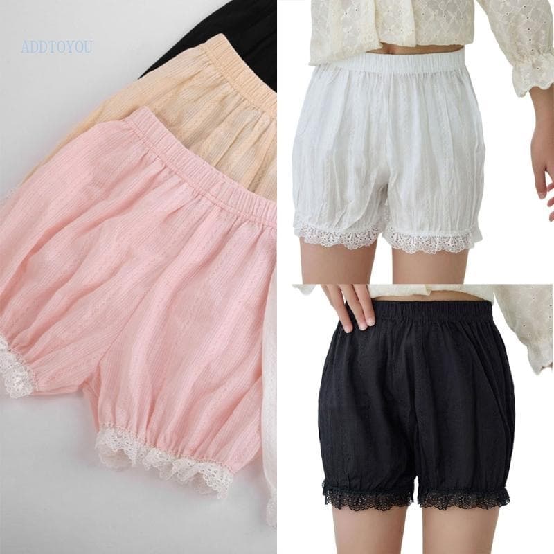Shorts Verão Para Meninas Da Time,, Respirável, Ajuste Solto, Guarnição Renda Atividades