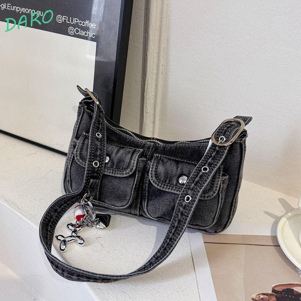DARO Bolsa Jeans Retrô , Crossbody De Ombro Picante Para Meninas Axilas Pano Y2K