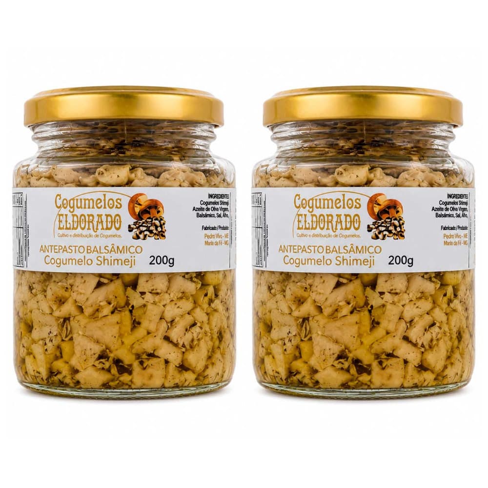 Kit com 2 Antepasto de Cogumelo Shimeji 200g feito com Azeite Maria da Fé Para Pães Queijos Tábuas