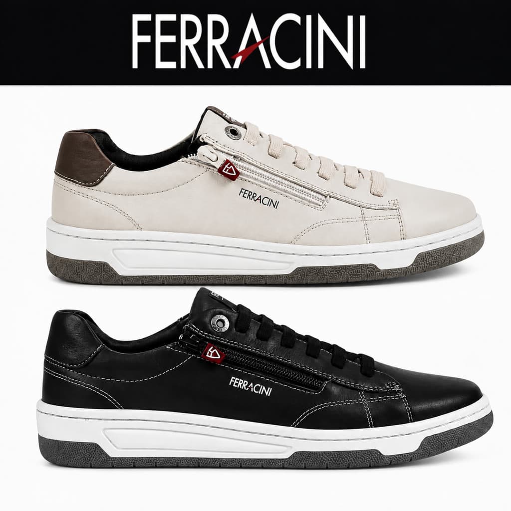 Sapatênis Ferracini 8052-617 Masculino Casual Couro Zíper Lateral Original Confortável