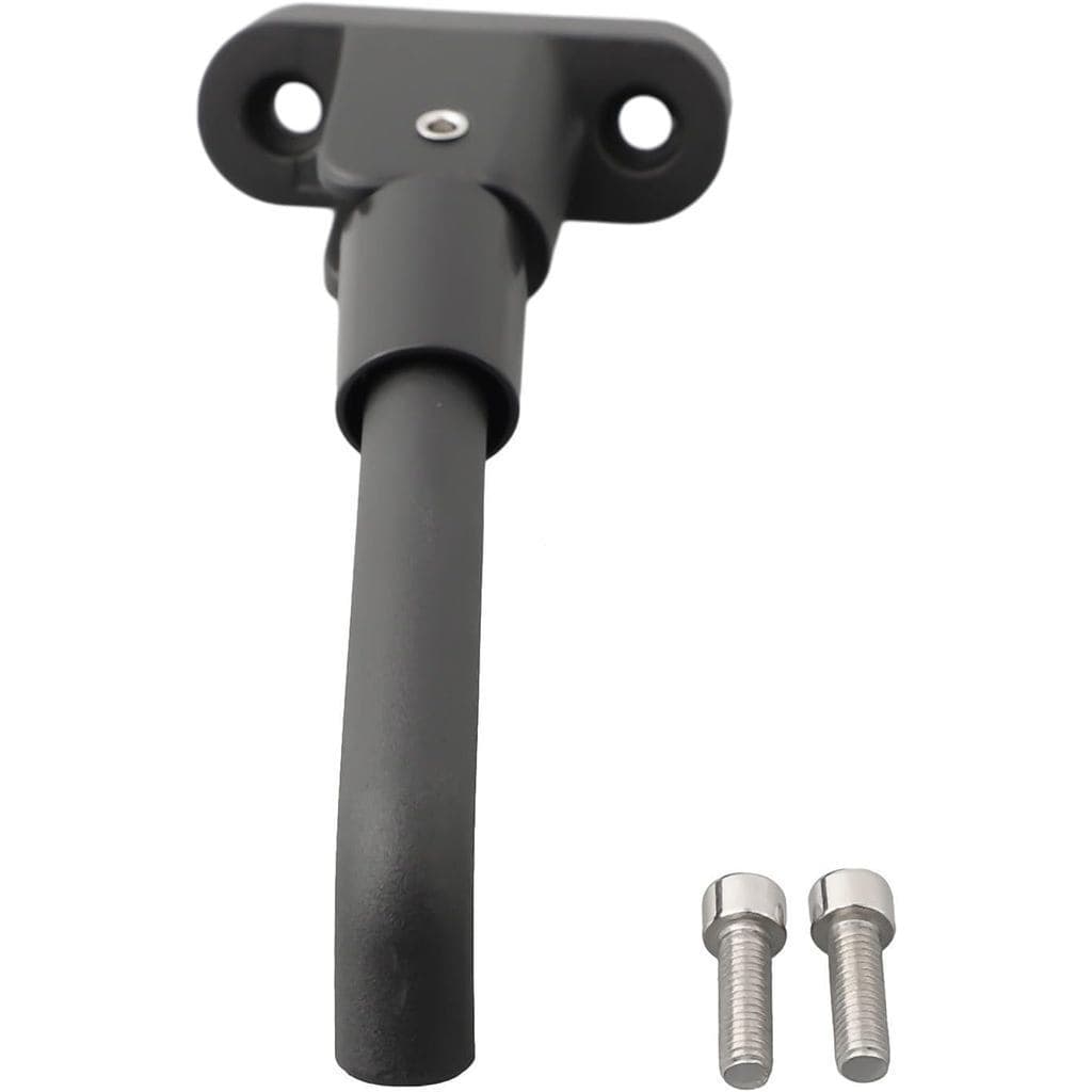 O apoio para os pés e o suporte do patinete elétrico Ninebot F2 Plus Pro são feitos de ABS e metal, a cor é preta e as d