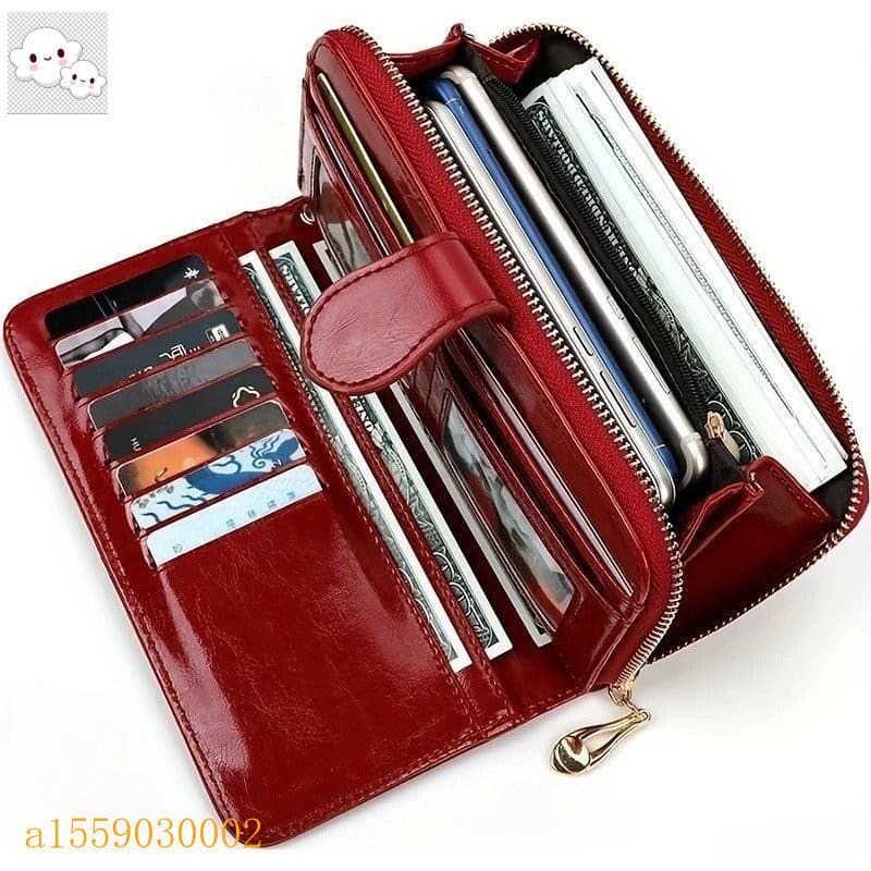 Carteira feminina de grande sucesso, carteira de couro vermelha com corrente, carteira feminina, porta-moedas, bolsa de