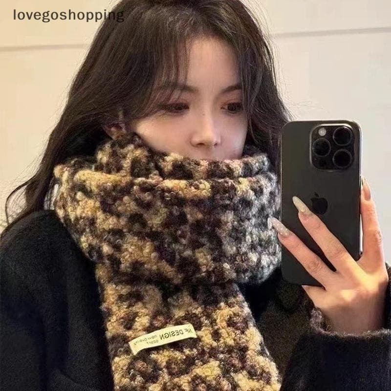 [lovego] Cachecol de inverno feminino elegante e sensual com estampa de leopardo, cachecol de cashmere, pashmina, lenço