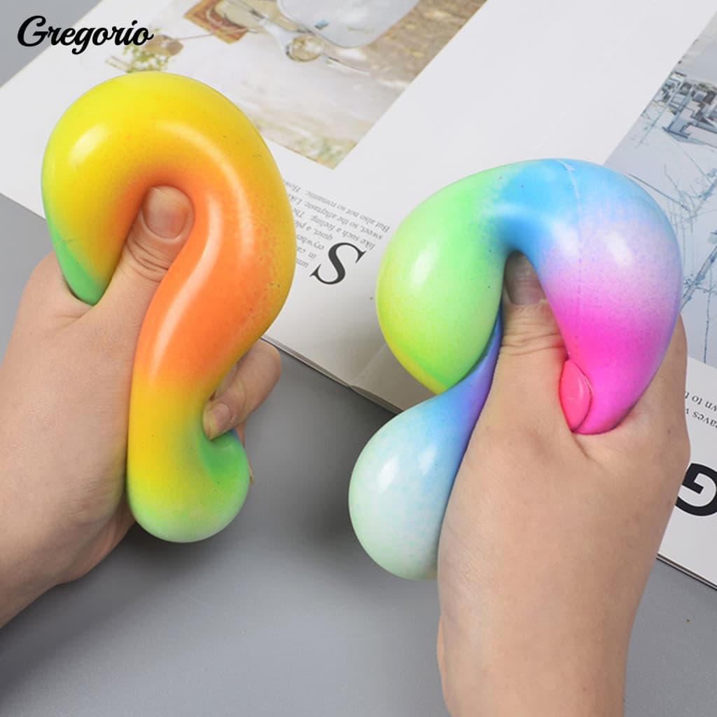Pinch Resistant Stress Reliever Rainbow Relief Toy Ball Squeeze – Slow Colorful Flour Decompression Tool for Home for