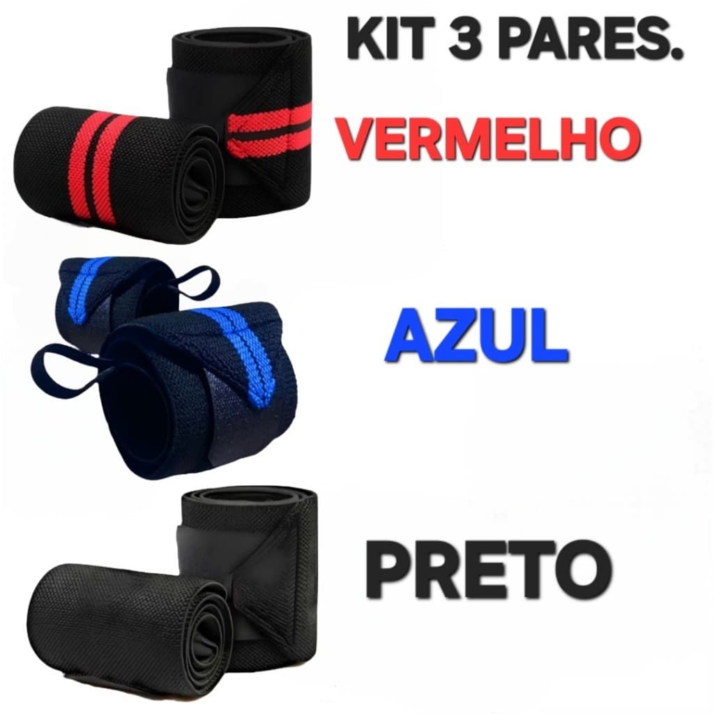 KIT 3 PARES MUNHEQUEIRAS PROFISSIONAL  TREINOS ACADEMIAS CROSSFIT PREMIUM.