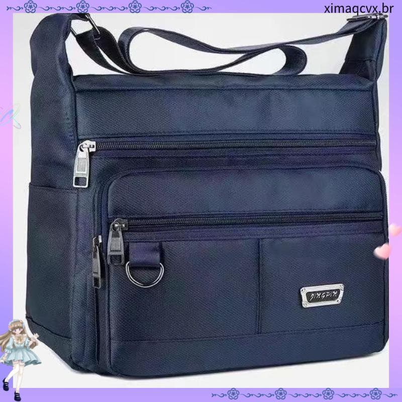 Bolsa masculina com seis zíperes, bolsa de pano Oxford de grande capacidade, forte, resistente ao desgaste, Casual, bols