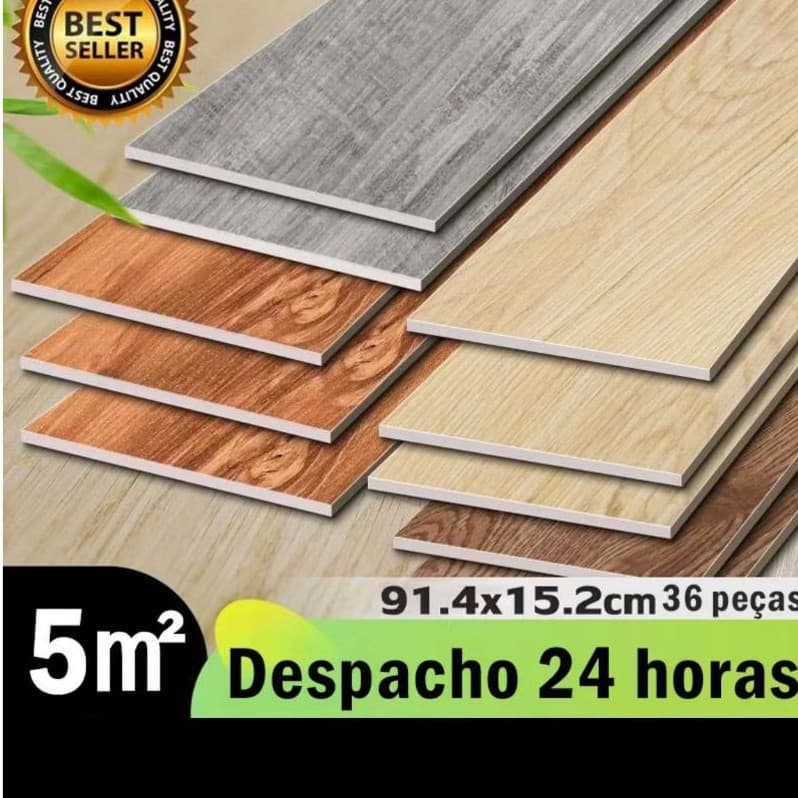 5㎡ Adesivo de Piso Vinílico 5㎡ 36 PEÇAS Madeira Moderno Antiderrapante Lavável 91,4x15,2cm vinílico