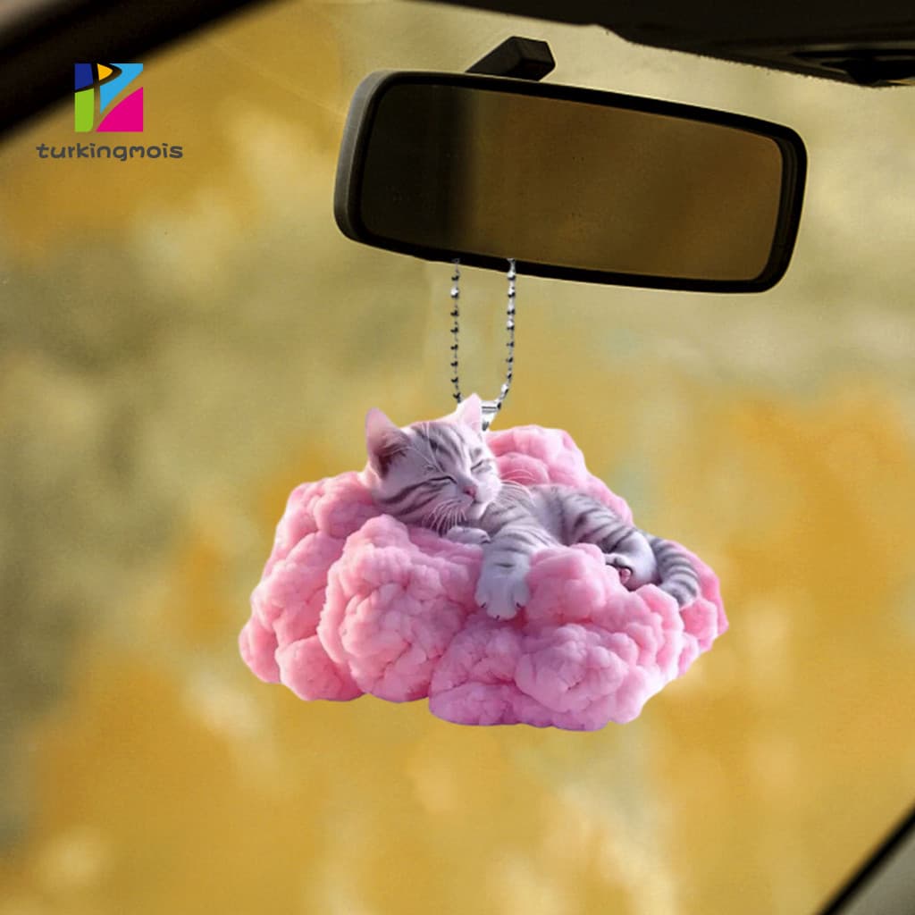 Acrylic Cat Pendant Modern Cute Car Rearview Mirror Charm 2d Whimsical Auto Ornament Perfect Gift for Loved Ones Indoor
