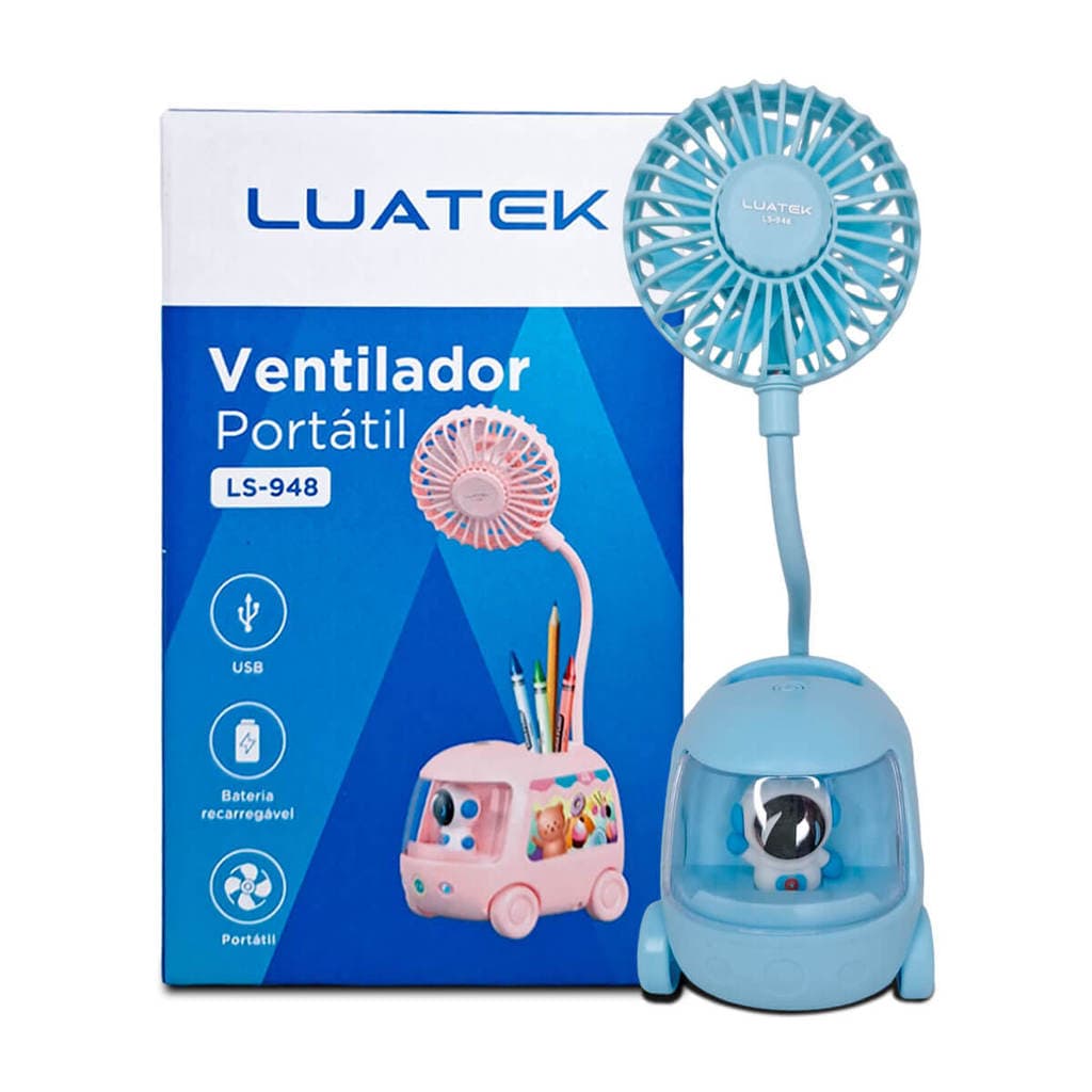 Ventilador Porta Lápis Azul